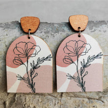 Load image into Gallery viewer, Geometrical Shape Wooden Drop Earrings
