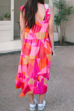 Load image into Gallery viewer, Ruffled Printed Sleeveless Midi Dress
