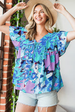 Load image into Gallery viewer, Floral V-Neck Short Sleeve Blouse
