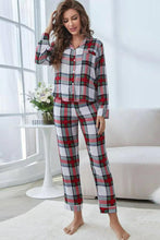 Load image into Gallery viewer, Plaid Button Front Top and Pants Lounge Set
