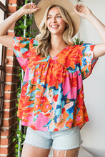 Load image into Gallery viewer, Floral V-Neck Short Sleeve Blouse
