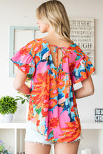 Load image into Gallery viewer, Floral V-Neck Short Sleeve Blouse
