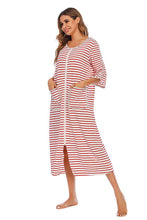 Load image into Gallery viewer, Round Neck Three-Quarter Sleeve Midi Night Dress
