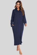 Load image into Gallery viewer, Zip Front Hooded Night Dress with Pockets
