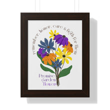 Load image into Gallery viewer, Framed Vertical White Poster - Promise Garden Flowers
