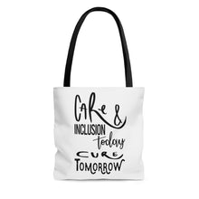 Load image into Gallery viewer, White Tote Bag - Care &amp; Inclusion
