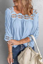 Load image into Gallery viewer, Crochet Openwork Three-Quarter Sleeve Blouse
