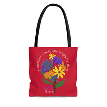 Load image into Gallery viewer, Red Tote Bag - Promise Garden Flowers
