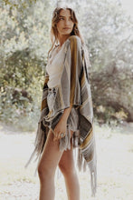 Load image into Gallery viewer, Leto Desert Wanderer Cow Skull Striped Poncho
