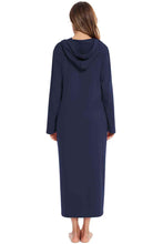 Load image into Gallery viewer, Zip Front Hooded Night Dress with Pockets
