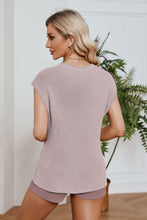 Load image into Gallery viewer, Ribbed Round Neck Pocket Knit Top and Shorts Set
