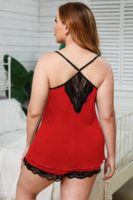 Load image into Gallery viewer, Lace Trim Plus Size Pajamas Set
