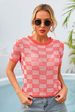 Load image into Gallery viewer, Checkered Short Sleeve Knit Top
