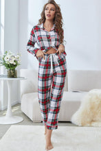 Load image into Gallery viewer, Plaid Button Front Top and Pants Lounge Set
