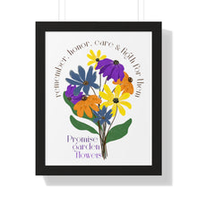 Load image into Gallery viewer, Framed Vertical White Poster - Promise Garden Flowers
