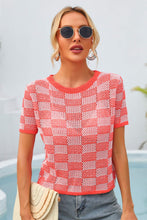 Load image into Gallery viewer, Checkered Short Sleeve Knit Top
