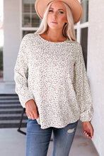 Load image into Gallery viewer, Leopard Round Neck Balloon Sleeve Blouse
