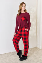 Load image into Gallery viewer, Zenana Full Size Plaid Round Neck Top and Pants Pajama Set
