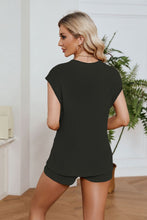 Load image into Gallery viewer, Ribbed Round Neck Pocket Knit Top and Shorts Set
