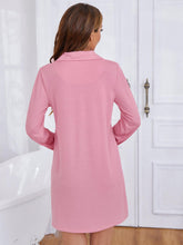 Load image into Gallery viewer, Heart Graphic Lapel Collar Long Sleeve Night Dress
