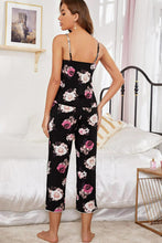 Load image into Gallery viewer, Floral V-Neck Cami and Cropped Pants Lounge Set
