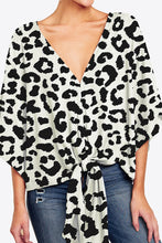 Load image into Gallery viewer, Printed Deep V Tie Hem Blouse
