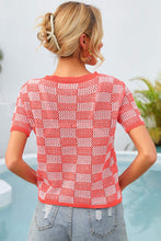 Load image into Gallery viewer, Checkered Short Sleeve Knit Top
