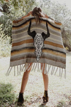 Load image into Gallery viewer, Leto Desert Wanderer Cow Skull Striped Poncho
