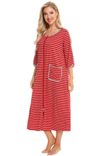 Load image into Gallery viewer, Round Neck Three-Quarter Sleeve Midi Night Dress
