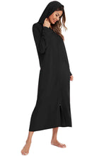 Load image into Gallery viewer, Zip Front Hooded Night Dress with Pockets
