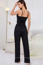 Load image into Gallery viewer, Contrast Trim Cropped Cami and Pants Loungewear Set
