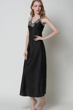 Load image into Gallery viewer, Full Size Lace Trim V-Neck Spaghetti Strap Satin Night Dress
