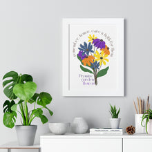 Load image into Gallery viewer, Framed Vertical White Poster - Promise Garden Flowers
