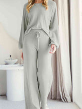 Load image into Gallery viewer, Long Sleeve Lounge Top and Drawstring Pants Set
