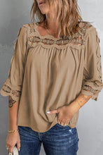 Load image into Gallery viewer, Crochet Openwork Three-Quarter Sleeve Blouse
