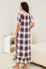 Load image into Gallery viewer, Plaid Lace Trim Ruffle Hem Night Dress
