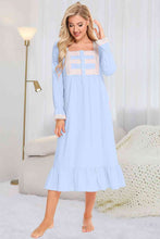 Load image into Gallery viewer, Lace Detail Square Neck Flounce Sleeve Night Dress
