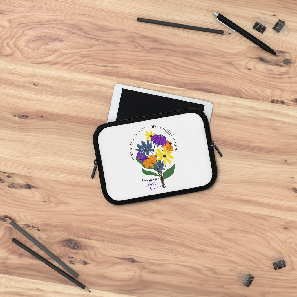 White Laptop Sleeve - Promise Garden Flowers