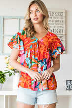 Load image into Gallery viewer, Floral V-Neck Short Sleeve Blouse
