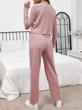 Load image into Gallery viewer, Button Front Long Sleeve Top and Pants Lounge Set
