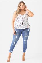 Load image into Gallery viewer, Plus Floral Button-up Sleeveless Flare Hem Top
