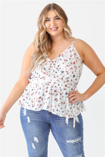 Load image into Gallery viewer, Plus Floral Sleeveless Wrap Neck Flare Hem Top
