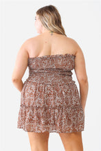 Load image into Gallery viewer, Plus Floral Print Ruched Ruffle Smocked Back Top &amp; High Waist Flare Hem Mini Skirt Set
