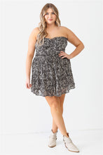 Load image into Gallery viewer, Plus Floral Print Ruched Ruffle Smocked Back Top &amp; High Waist Flare Hem Mini Skirt Set
