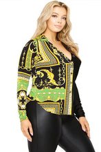 Load image into Gallery viewer, Plus long sleeve gold chain printed shirt
