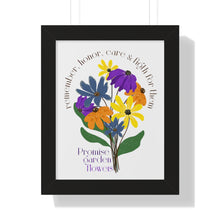 Load image into Gallery viewer, Framed Vertical White Poster - Promise Garden Flowers
