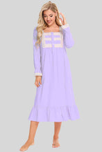 Load image into Gallery viewer, Lace Detail Square Neck Flounce Sleeve Night Dress
