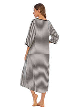 Load image into Gallery viewer, Round Neck Three-Quarter Sleeve Midi Night Dress
