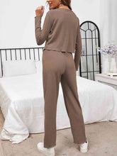 Load image into Gallery viewer, Button Front Long Sleeve Top and Pants Lounge Set
