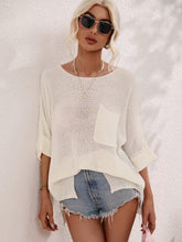 Load image into Gallery viewer, Boat Neck Cuffed Sleeve Slit Tunic Knit Top
